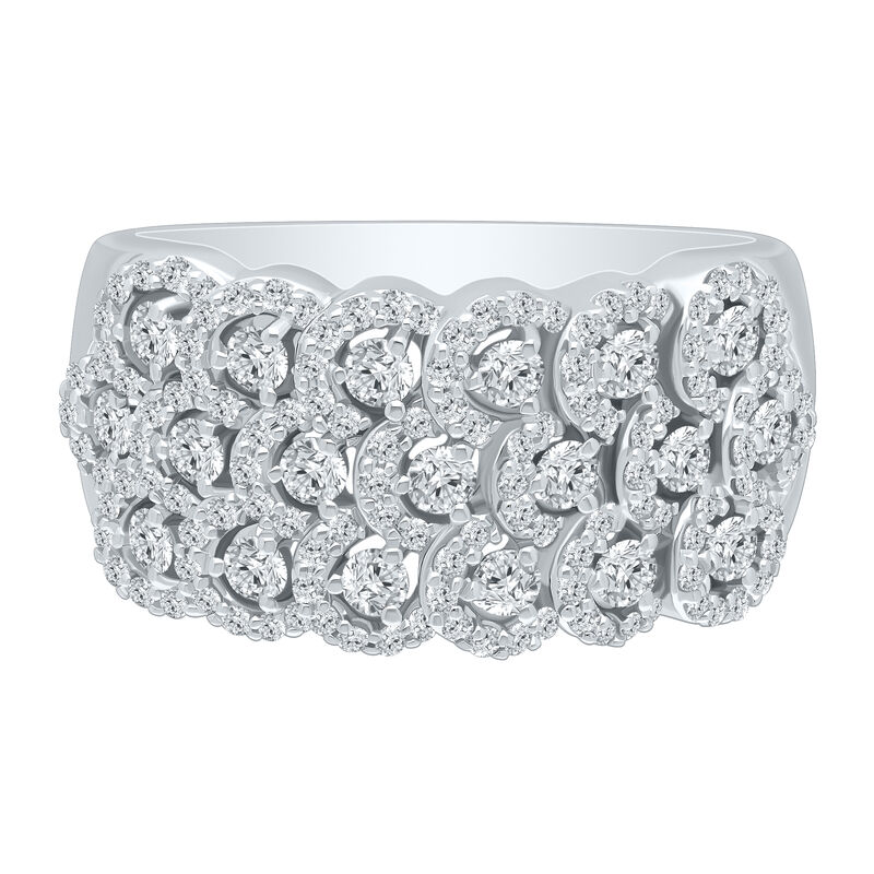 Natural Diamond 1ctw. Multi Row Anniversary Band in 10k White Gold image number null